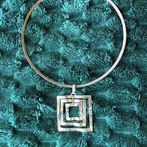 Silver tone Geometric Necklace